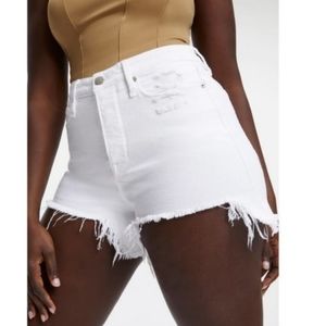 NWT Good American The Bombshell White Denim Cutoff Shorts Size 24